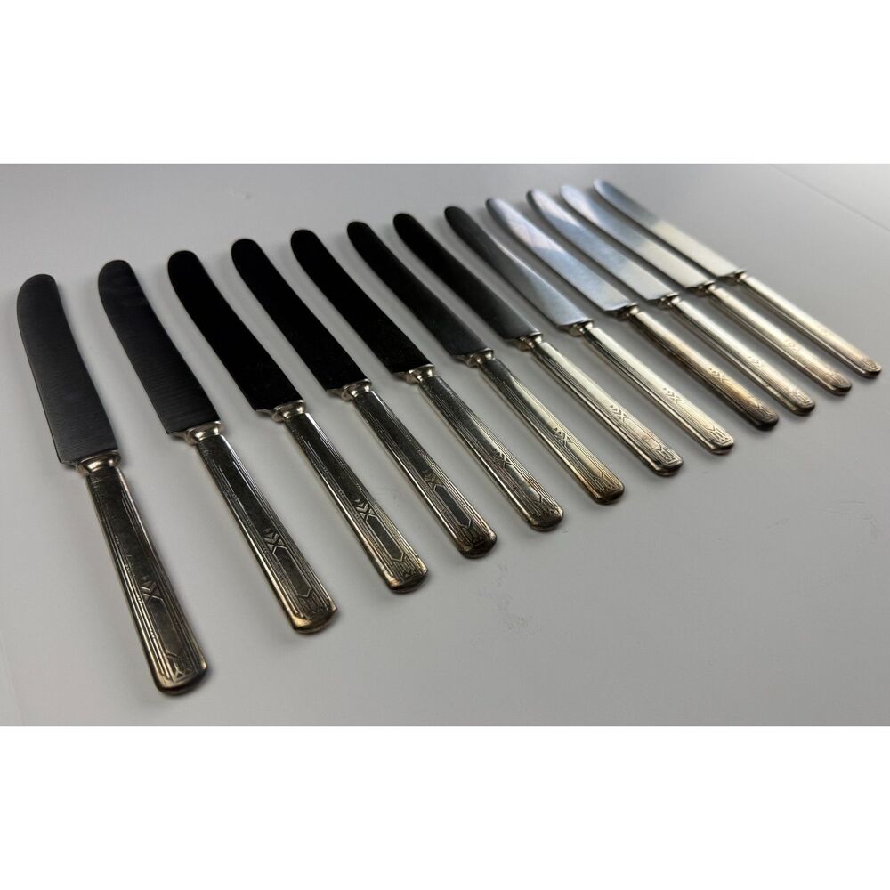 Vintage WM Rogers & Son Stainless Dinner Knives Set of 12 Art Deco